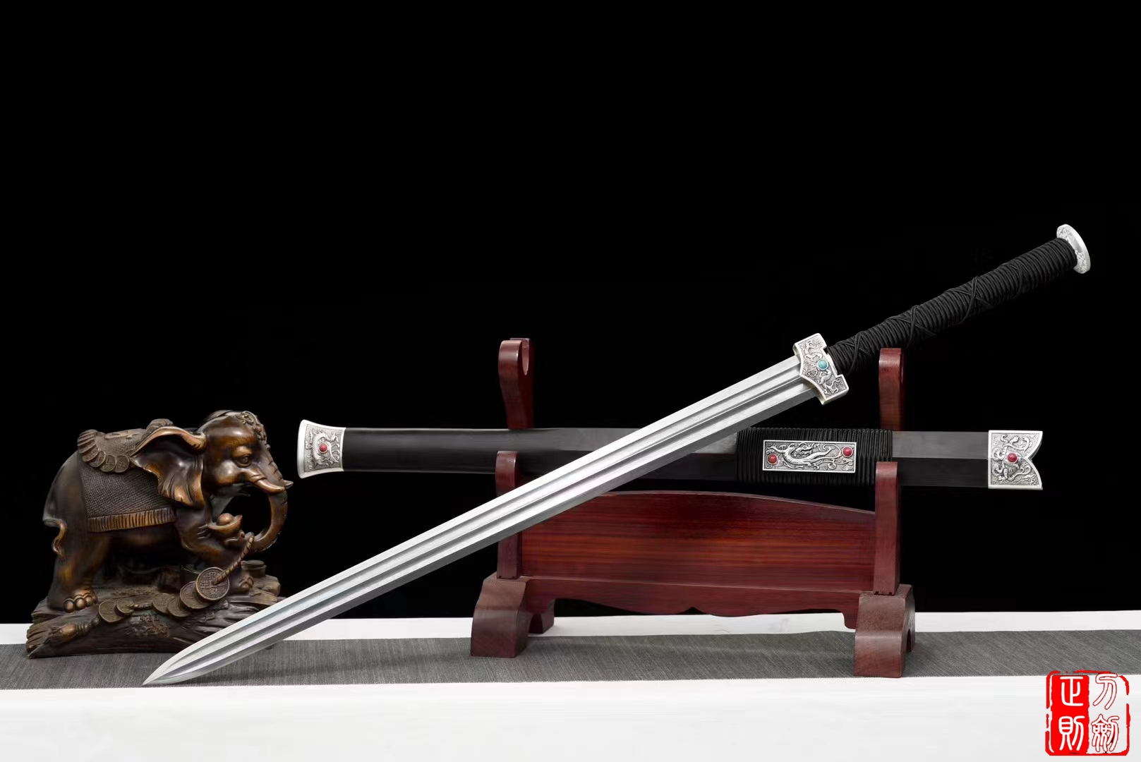 汉四兽双樋汉剑|花纹钢sword|中国汉剑,汉剑,汉剑图片